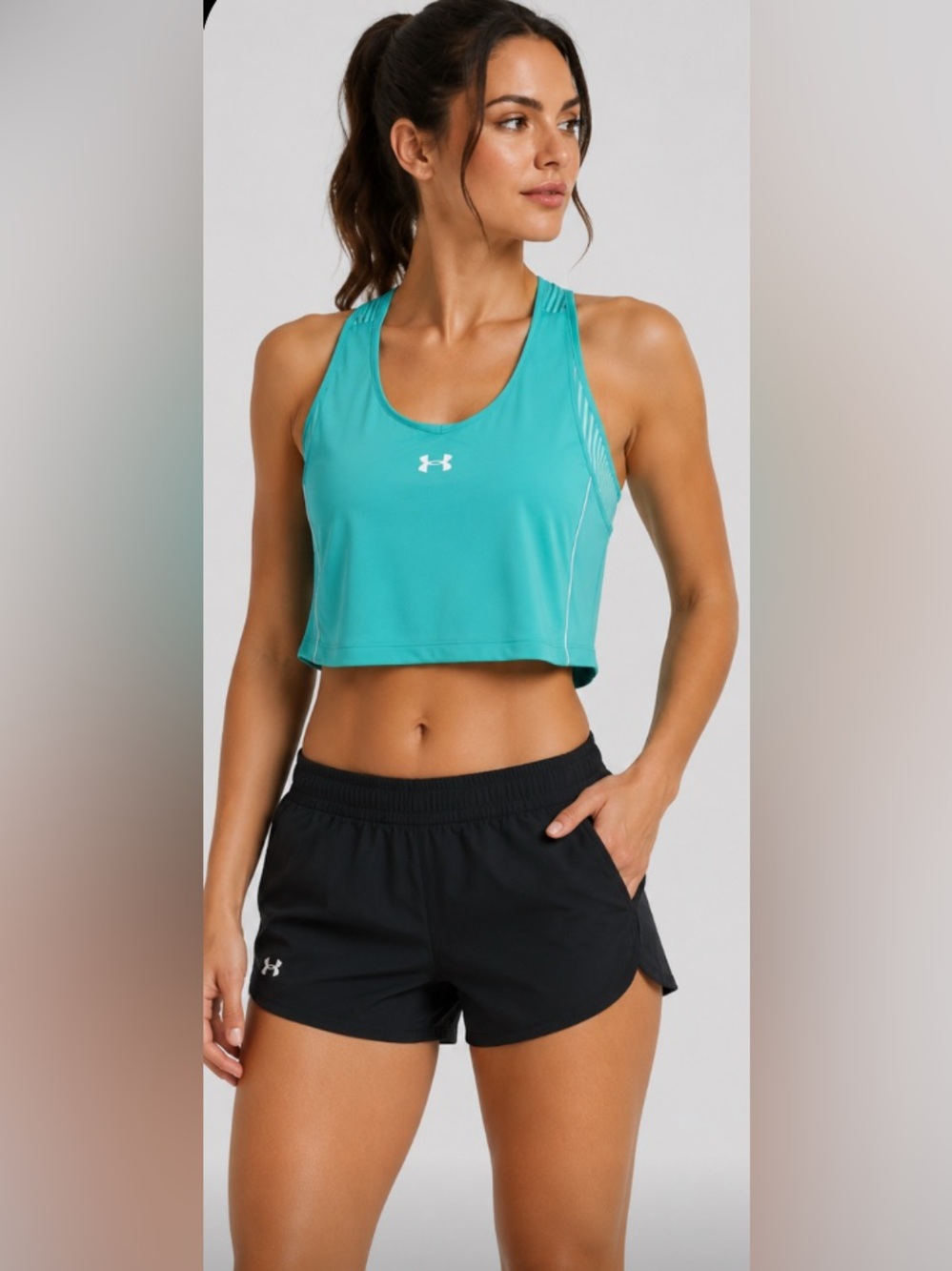 Under Armour Teal Cropped Racerback Tank